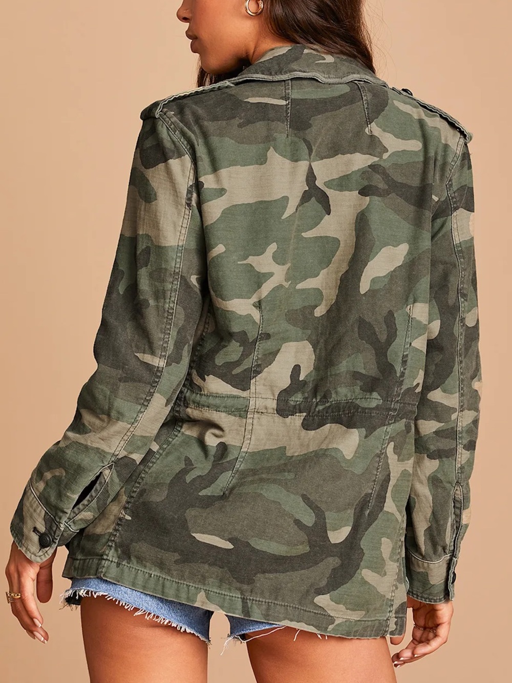 Free People Not Your Brother's Green Camo Print Surplus Jacket - Picture 3 of 12